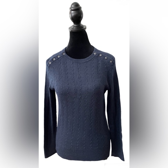 Banana Republic Sweaters - Banana Republic: Navy Blue Wool Mix Cable Knit Sweater